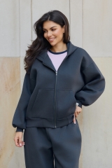 Bluza z kapturem PUFFA ZIP Carbon damska E53A0316.jpg