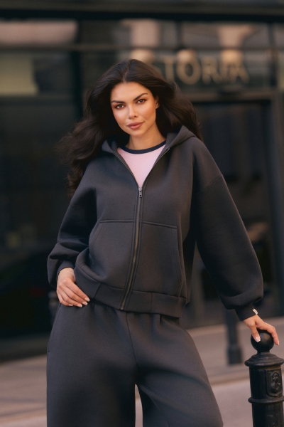 Bluza z kapturem PUFFA ZIP Carbon damska