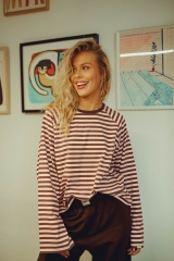 Longsleeve w paski kakao - róża DSC00957.jpg
