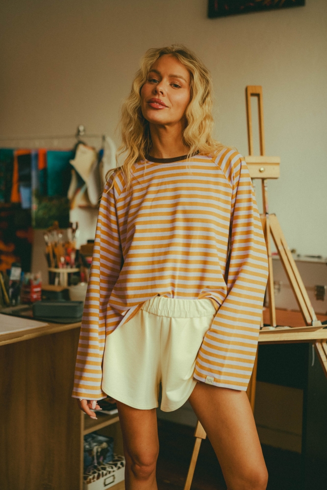 Longsleeve w paski lila - miód DSC00606.jpg